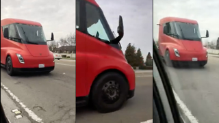 Here's the Tesla Semi Running Around in Sweet Red Paint<em></em>